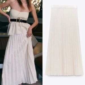 NWT Zara Cream Eyelet Embroidered Maxi Skirt XS